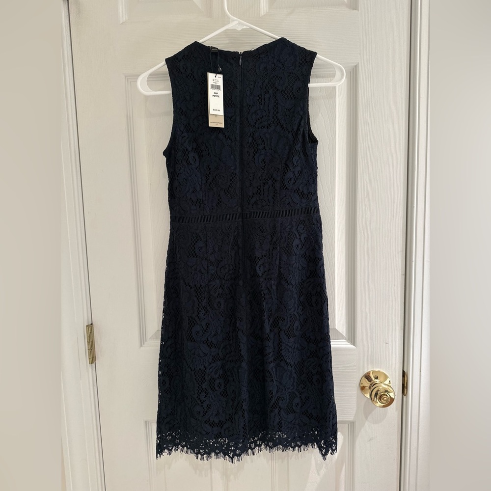 Banana Republic Navy Blue Lace Sheath Dress - Size 00P - Picture 5 of 5